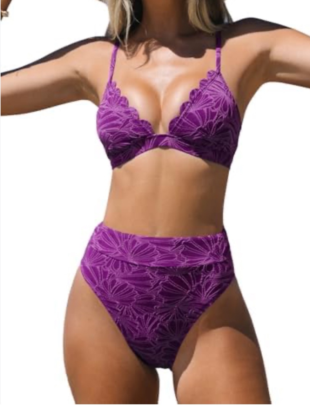 Cupshe Purple Floral Lace High-Waist Bikini
